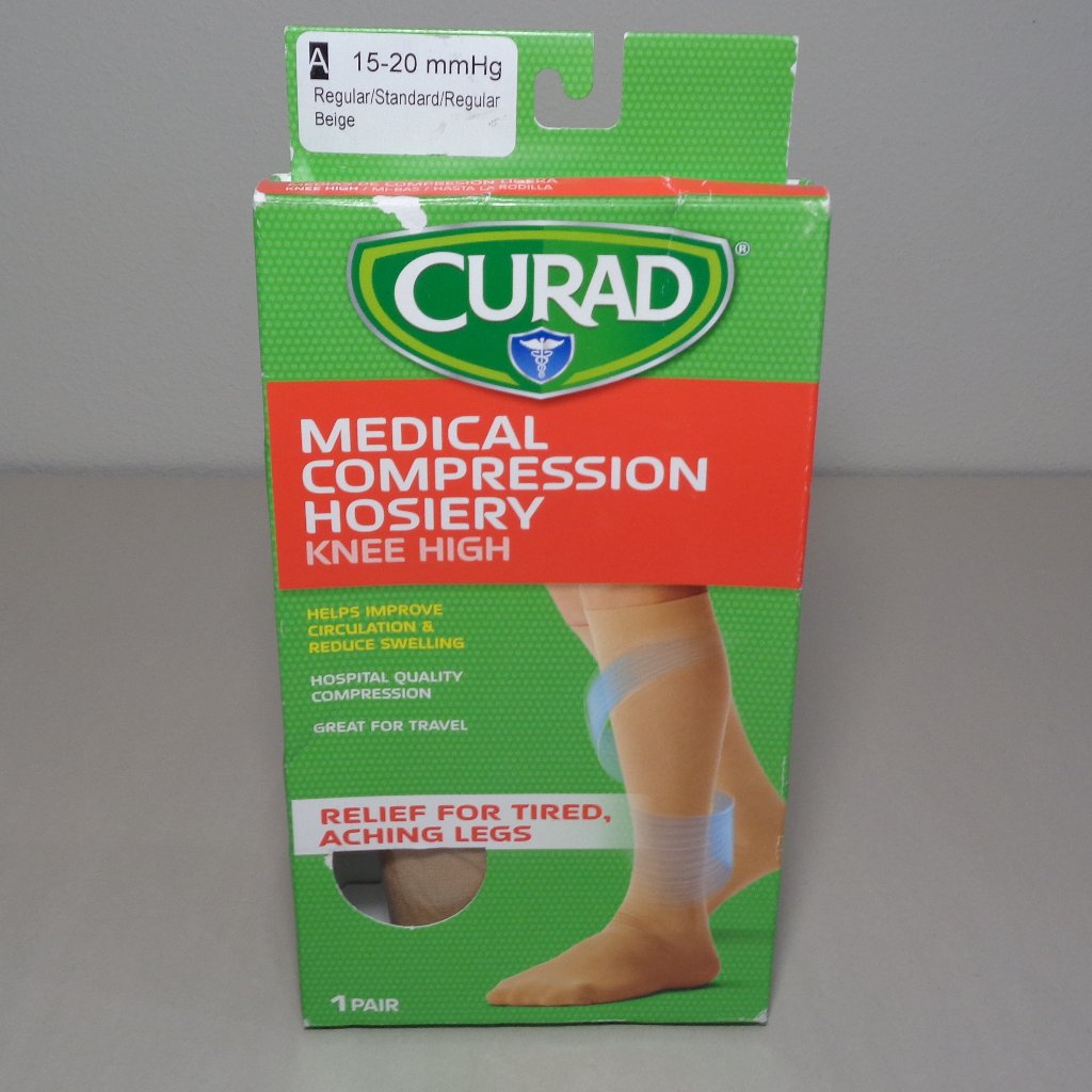 Curad Size A Regular 1520 Mmhg Beige New Knee High Medical Compression Hosiery